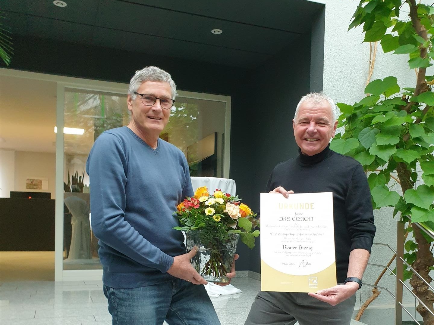 Reiner Bierig feiert „30-jähriges Jubiläum“ beim Verband Garten-, Landschafts- und Sportplatzbau Baden-Württemberg